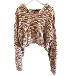 Out from Under Space Dye Crop Hooded Sweater Size M